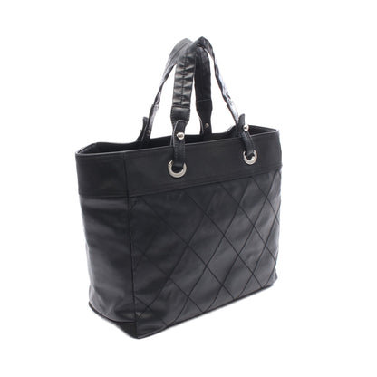 パリビアリッツMM ハンドバッグ トートバッグ コーティングキャンバス レザー ブラック シルバー金具 シャネル バッグ CHANEL