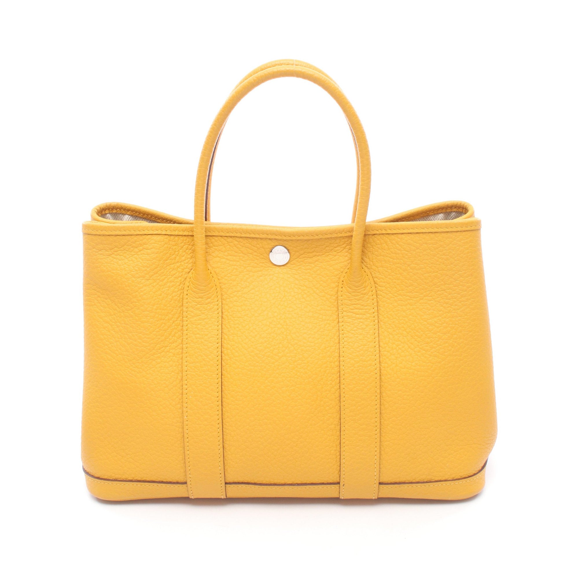 ガーデンパーティTPM ジョーヌアンブル ハンドバッグ トートバッグ カントリー イエロー シルバー金具 C刻印 エルメス バッグ HERMES