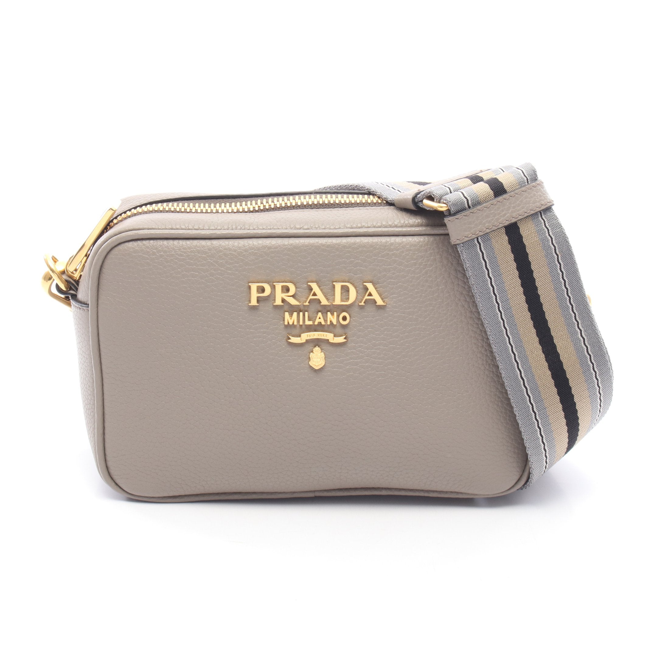 VITELLO PHEXIX ショルダーバッグ レザー グレーベージュ プラダ – RECLO
