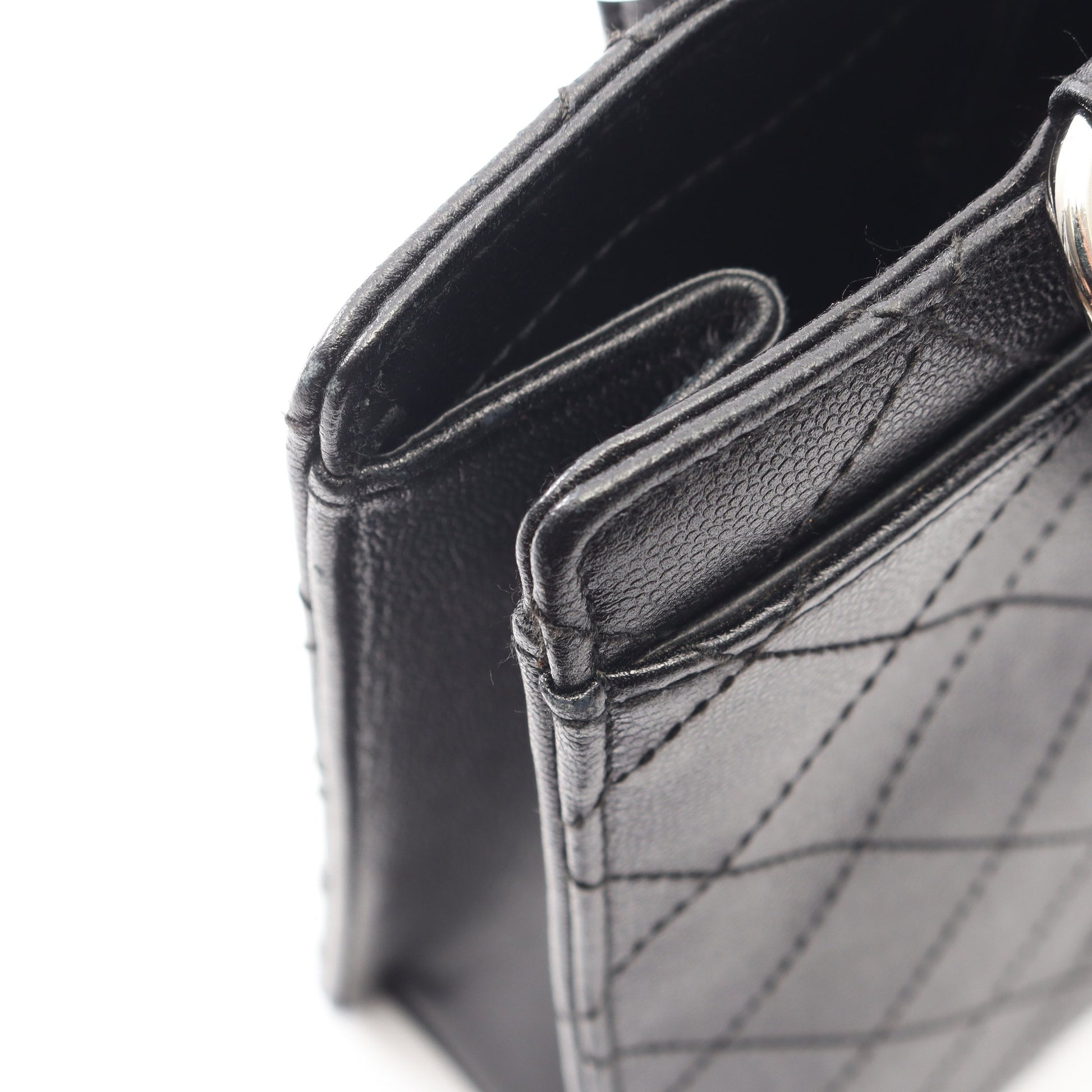 マトラッセ ハンドバッグ キャビアスキン ブラック シルバー金具 シャネル バッグ CHANEL