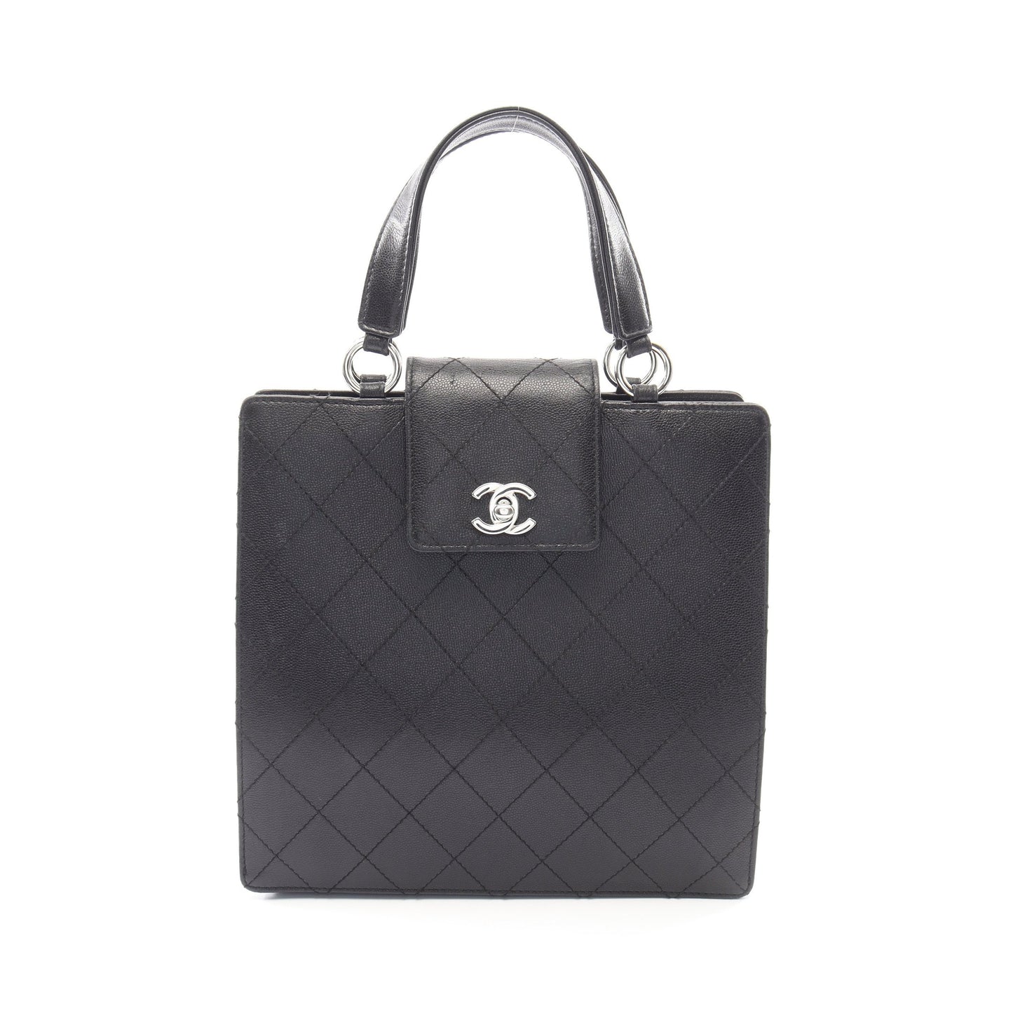 マトラッセ ハンドバッグ キャビアスキン ブラック シルバー金具 シャネル バッグ CHANEL