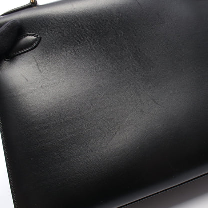 ケリー32 外縫い 2WAY ハンドバッグ ボックスカーフ ブラック ゴールド金具 ○A刻印 エルメス バッグ HERMES