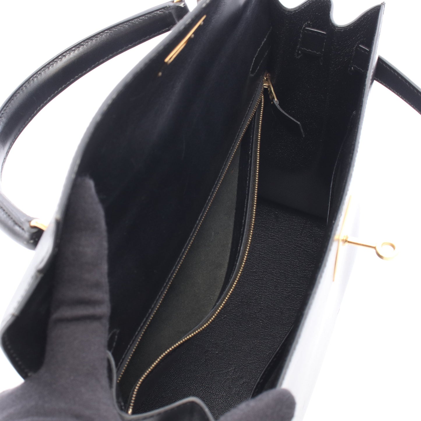 ケリー32 外縫い 2WAY ハンドバッグ ボックスカーフ ブラック ゴールド金具 ○A刻印 エルメス バッグ HERMES