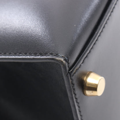 ケリー32 外縫い 2WAY ハンドバッグ ボックスカーフ ブラック ゴールド金具 ○A刻印 エルメス バッグ HERMES