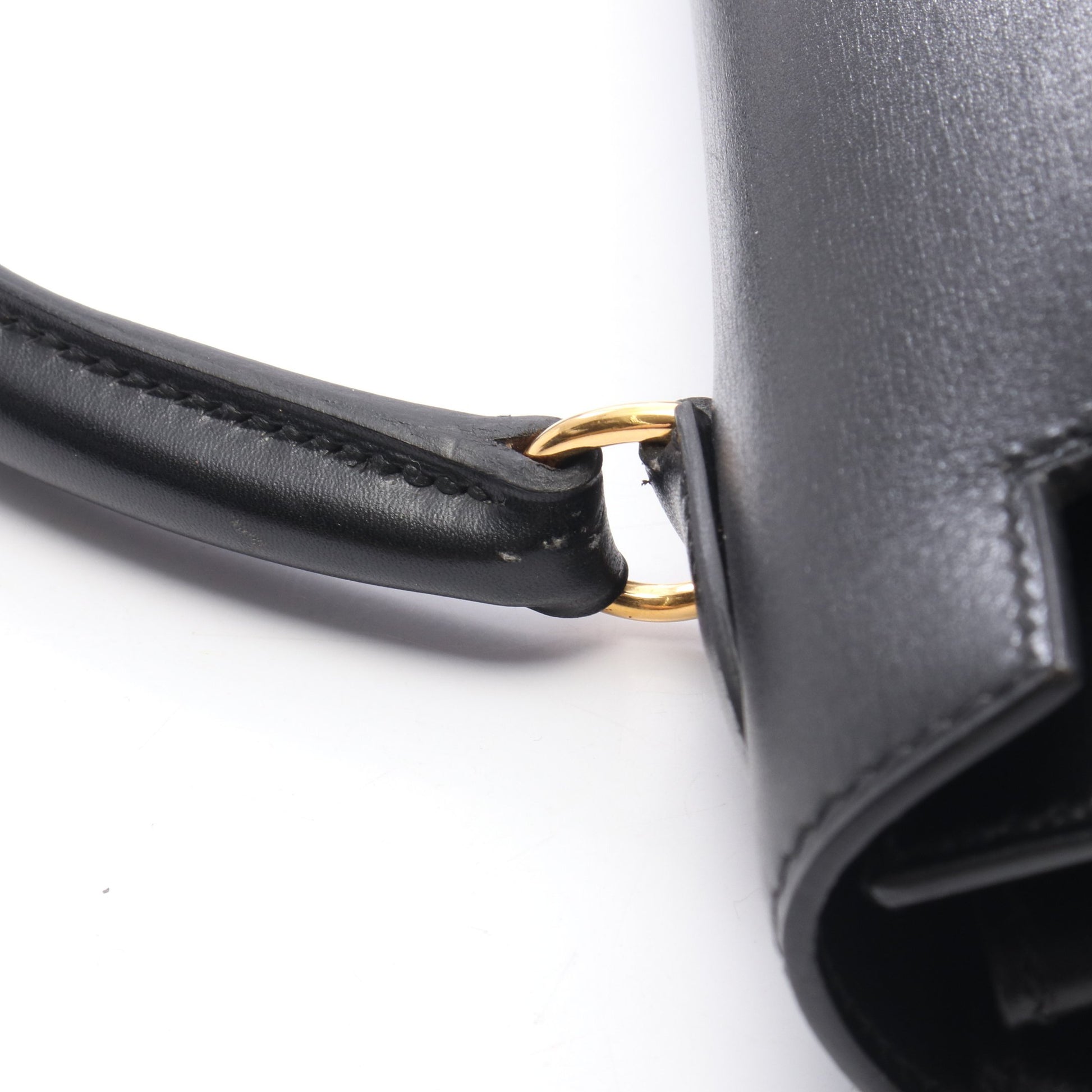 ケリー32 外縫い 2WAY ハンドバッグ ボックスカーフ ブラック ゴールド金具 ○A刻印 エルメス バッグ HERMES