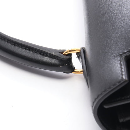ケリー32 外縫い 2WAY ハンドバッグ ボックスカーフ ブラック ゴールド金具 ○A刻印 エルメス バッグ HERMES