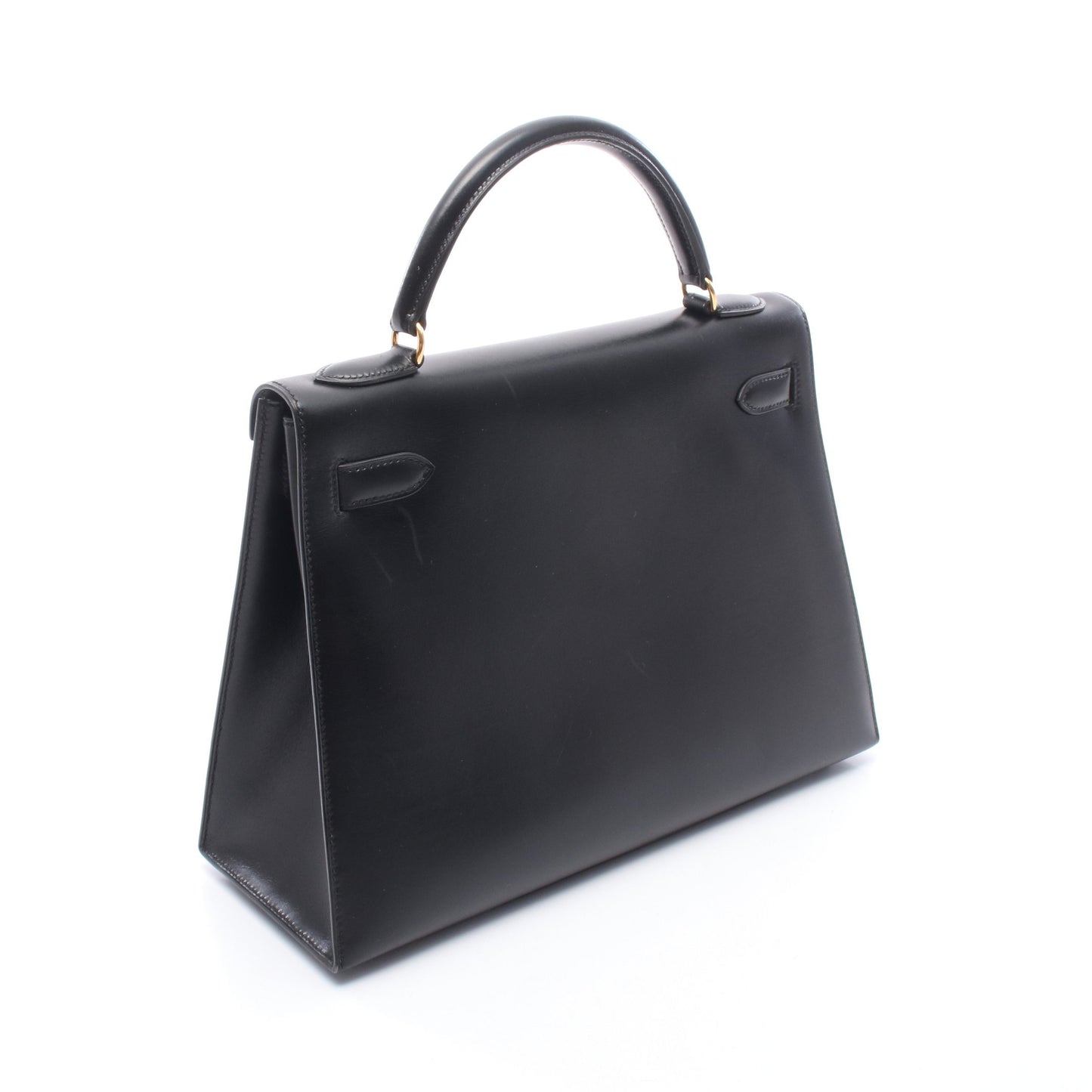 ケリー32 外縫い 2WAY ハンドバッグ ボックスカーフ ブラック ゴールド金具 ○A刻印 エルメス バッグ HERMES