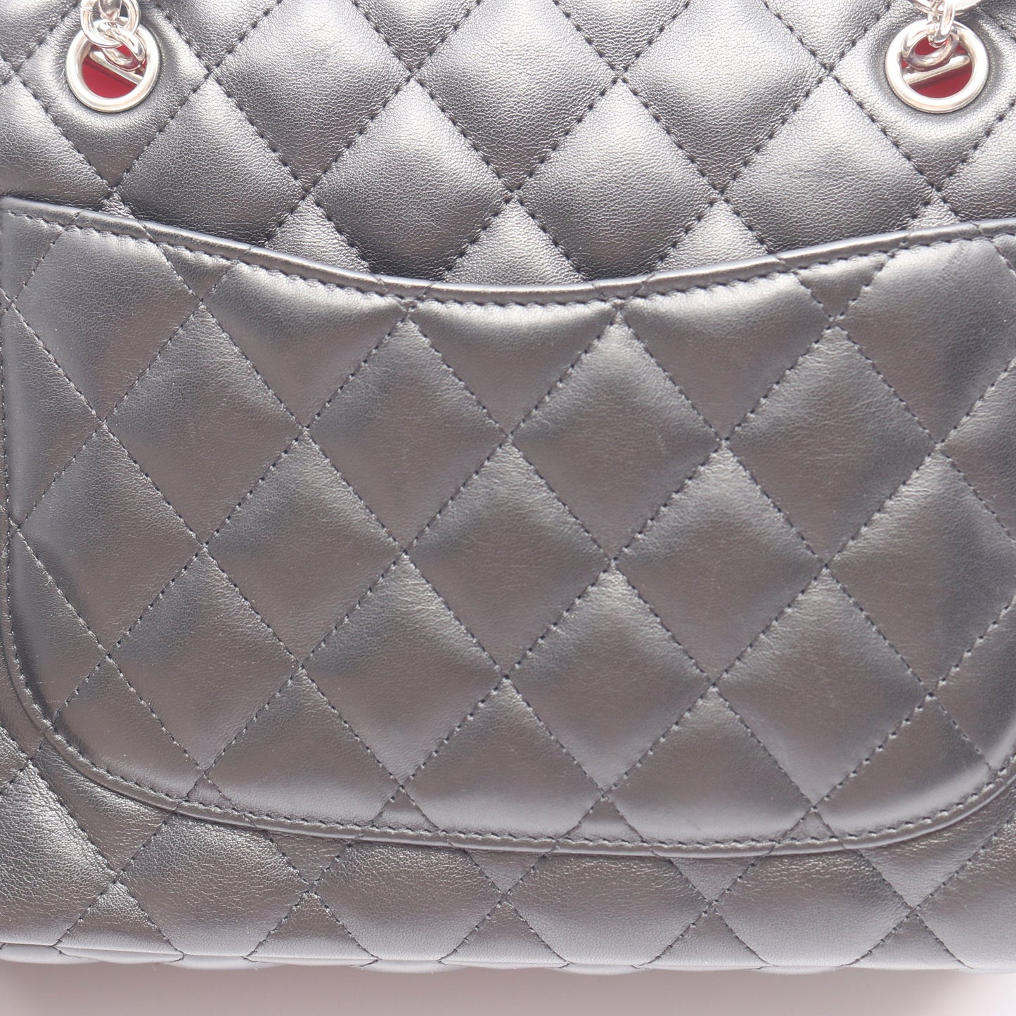 カンボンライン ボーリングバッグ ショルダーバッグ レザー エナメルレザー ブラック シルバー金具 シャネル バッグ CHANEL