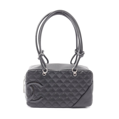 カンボンライン ボーリングバッグ ショルダーバッグ レザー エナメルレザー ブラック シルバー金具 シャネル バッグ CHANEL