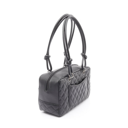 カンボンライン ボーリングバッグ ショルダーバッグ レザー エナメルレザー ブラック シルバー金具 シャネル バッグ CHANEL