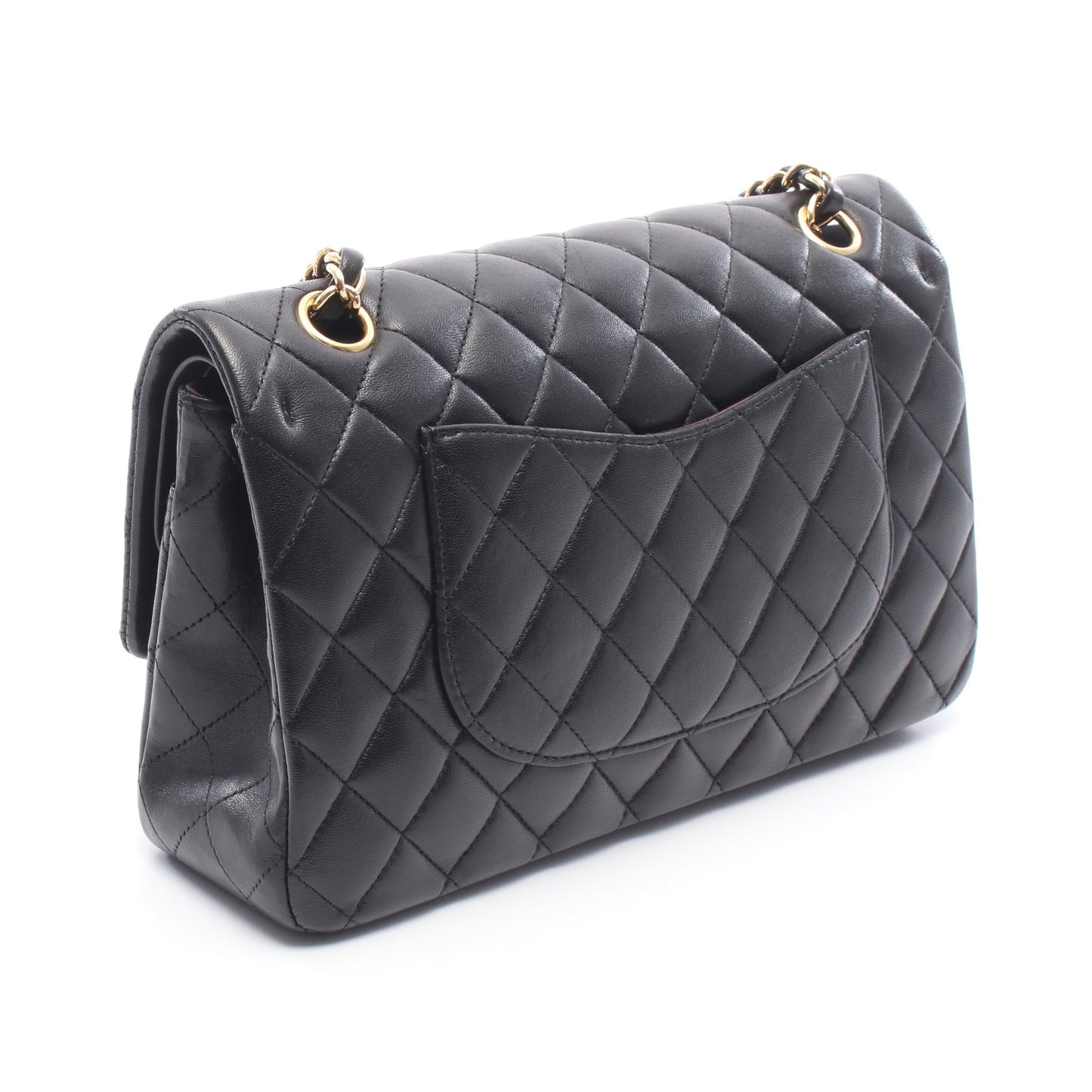マトラッセ Wフラップ Wチェーンショルダーバッグ レザー ブラック ゴールド金具 シャネル バッグ CHANEL
