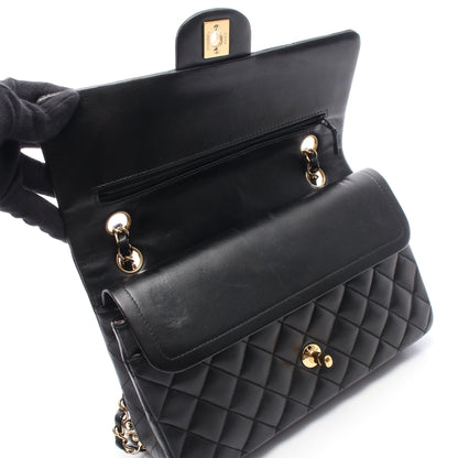 マトラッセ Wフラップ Wチェーンショルダーバッグ レザー ブラック ゴールド金具 シャネル バッグ CHANEL