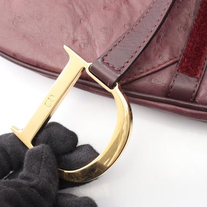 サドルバッグ ハンドバッグ オーストリッチ パープル クリスチャンディオール バッグ Christian Dior