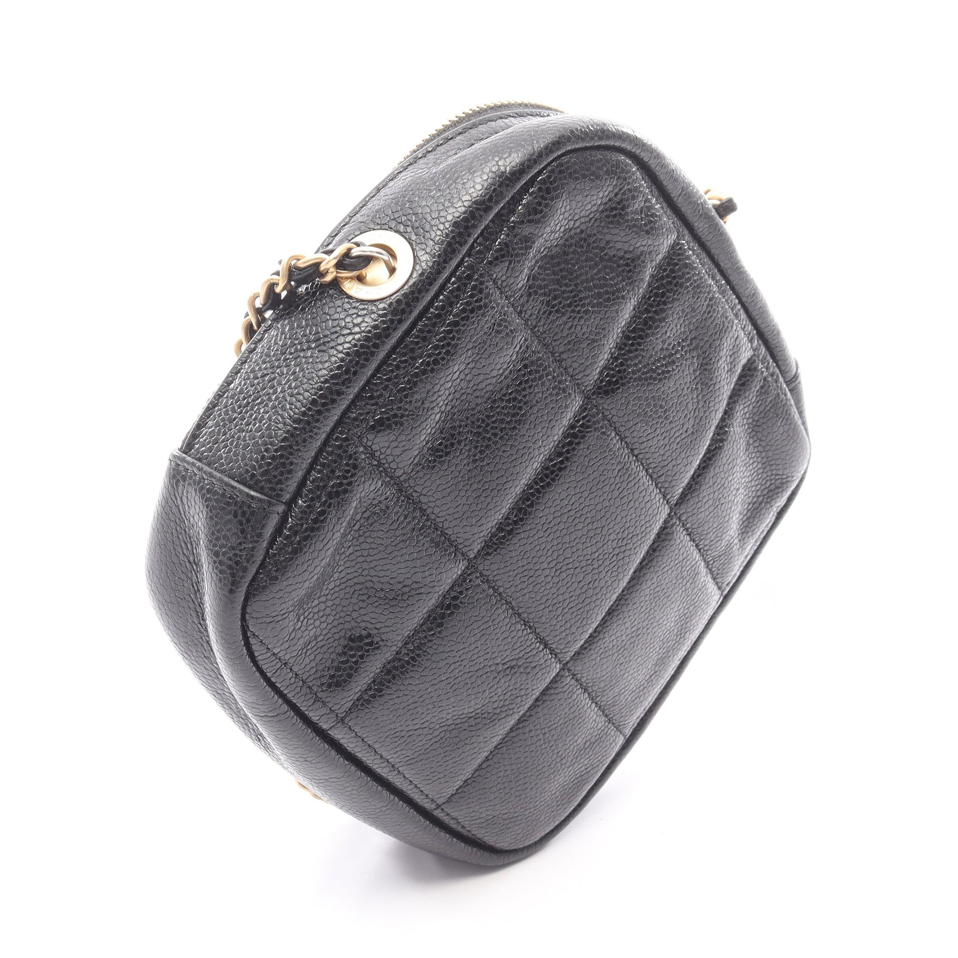 マトラッセ ダイヤシェイプ チェーンショルダーバッグ キャビアスキン ブラック ゴールド金具 シャネル バッグ CHANEL