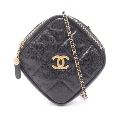マトラッセ ダイヤシェイプ チェーンショルダーバッグ キャビアスキン ブラック ゴールド金具 シャネル バッグ CHANEL