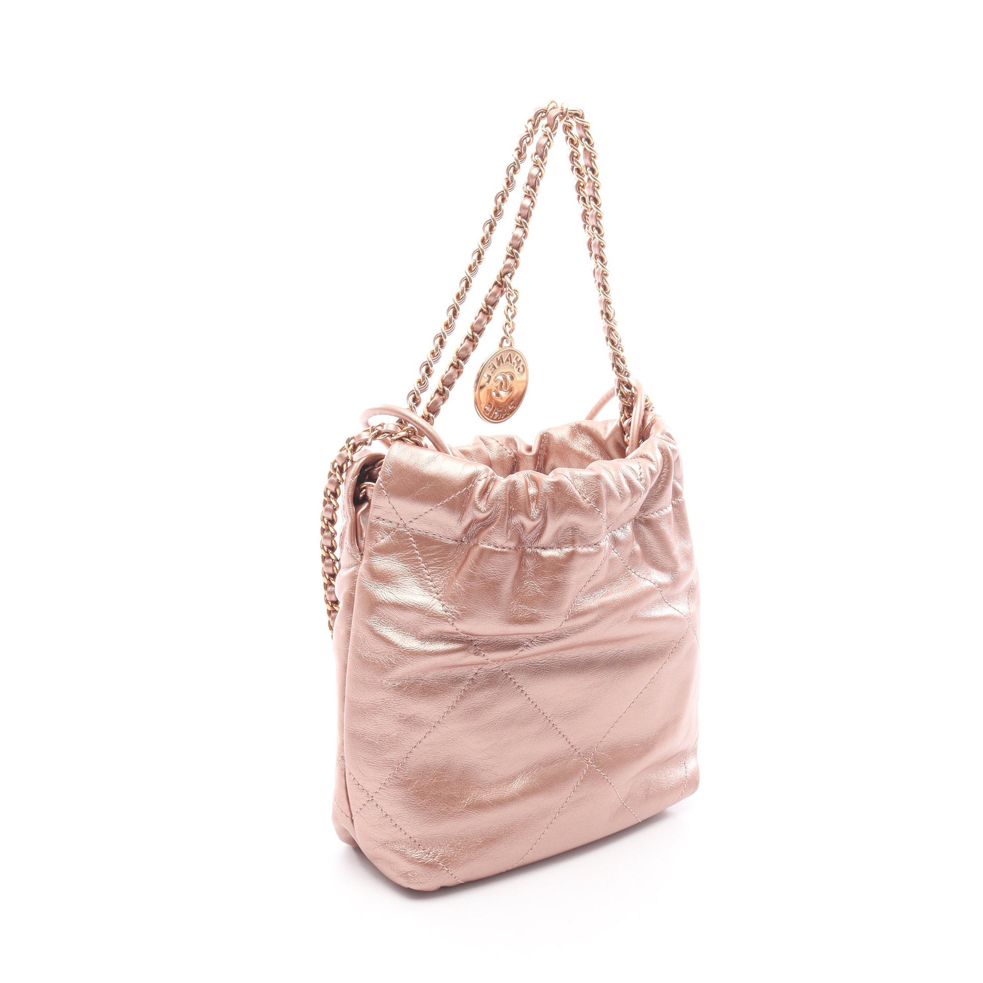 CHANEL 22 ミニ チェーンショルダーバッグ レザー ピンクゴールド ゴールド金具 シャネル バッグ CHANEL