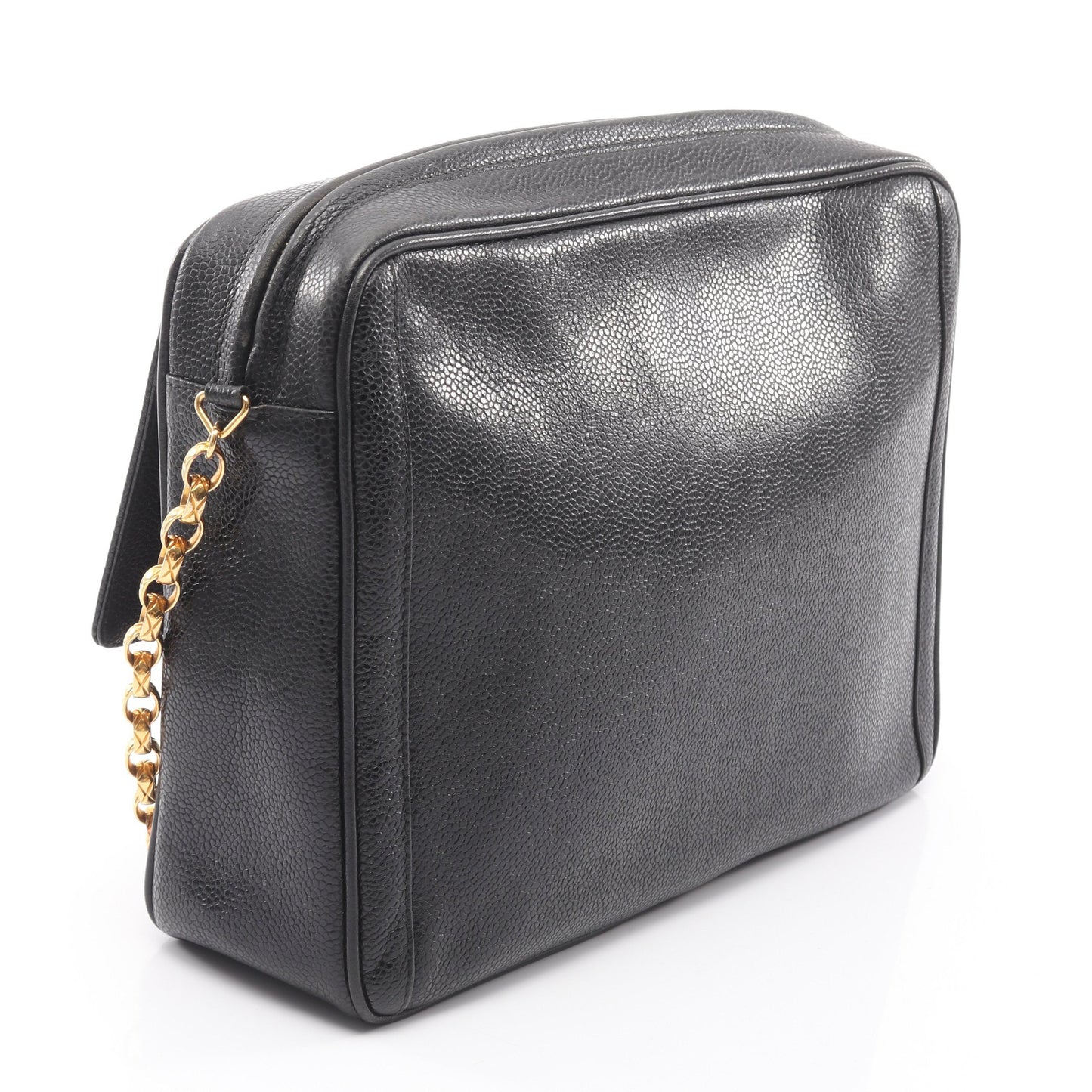 ココマーク チェーンショルダーバッグ キャビアスキン ブラック ゴールド金具 シャネル バッグ CHANEL