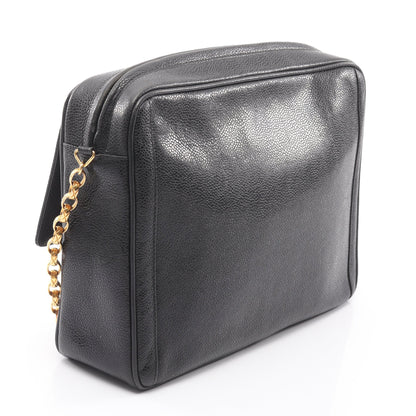 ココマーク チェーンショルダーバッグ キャビアスキン ブラック ゴールド金具 シャネル バッグ CHANEL