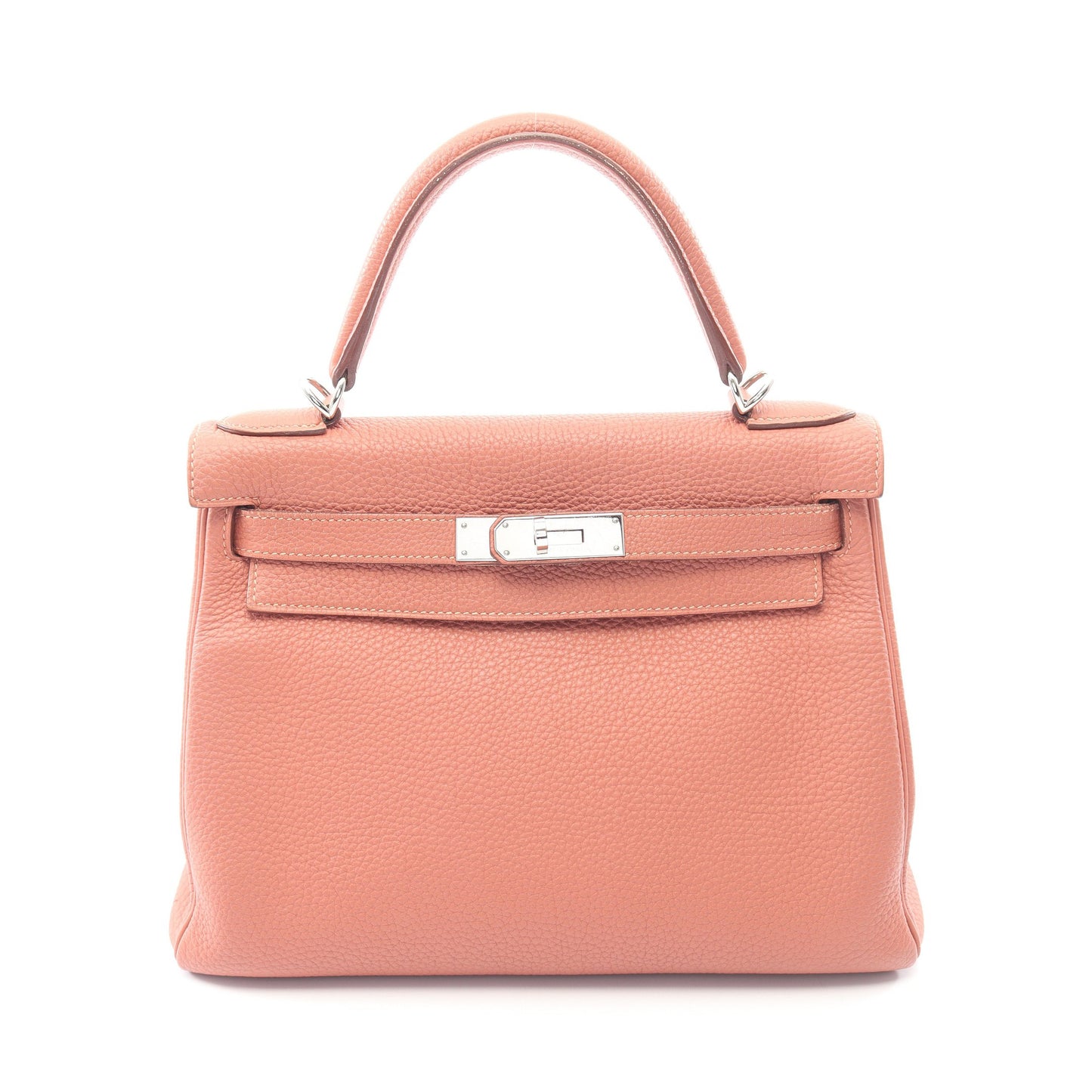 ケリー28 ローズティー 内縫い 2WAY ハンドバッグ トゴ コーラルピンク シルバー金具 □Q刻印 エルメス バッグ HERMES