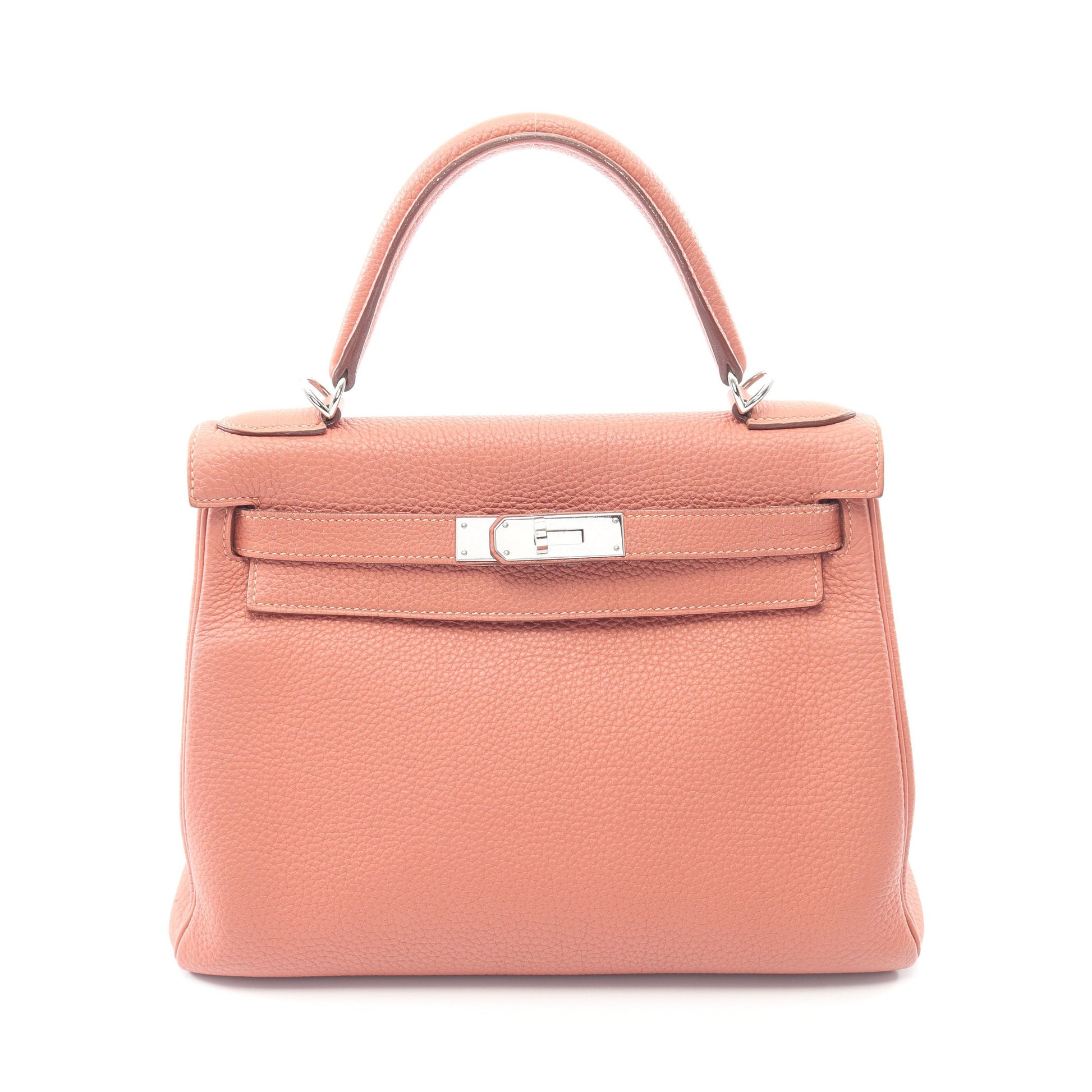 ケリー28 ローズティー 内縫い 2WAY ハンドバッグ トゴ コーラルピンク シルバー金具 □Q刻印 エルメス バッグ HERMES
