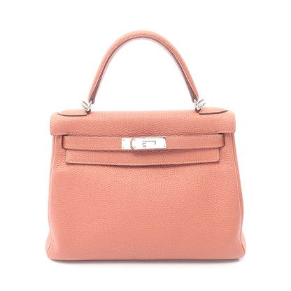 ケリー28 ローズティー 内縫い 2WAY ハンドバッグ トゴ コーラルピンク シルバー金具 □Q刻印 エルメス バッグ HERMES