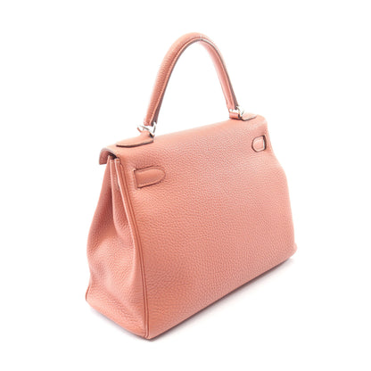 ケリー28 ローズティー 内縫い 2WAY ハンドバッグ トゴ コーラルピンク シルバー金具 □Q刻印 エルメス バッグ HERMES