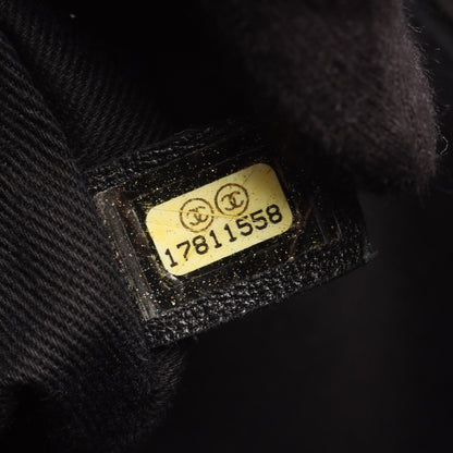 パリビアリッツ ハンドバッグ ナイロン レザー ダークブルー ブラック シルバー金具 シャネル バッグ CHANEL