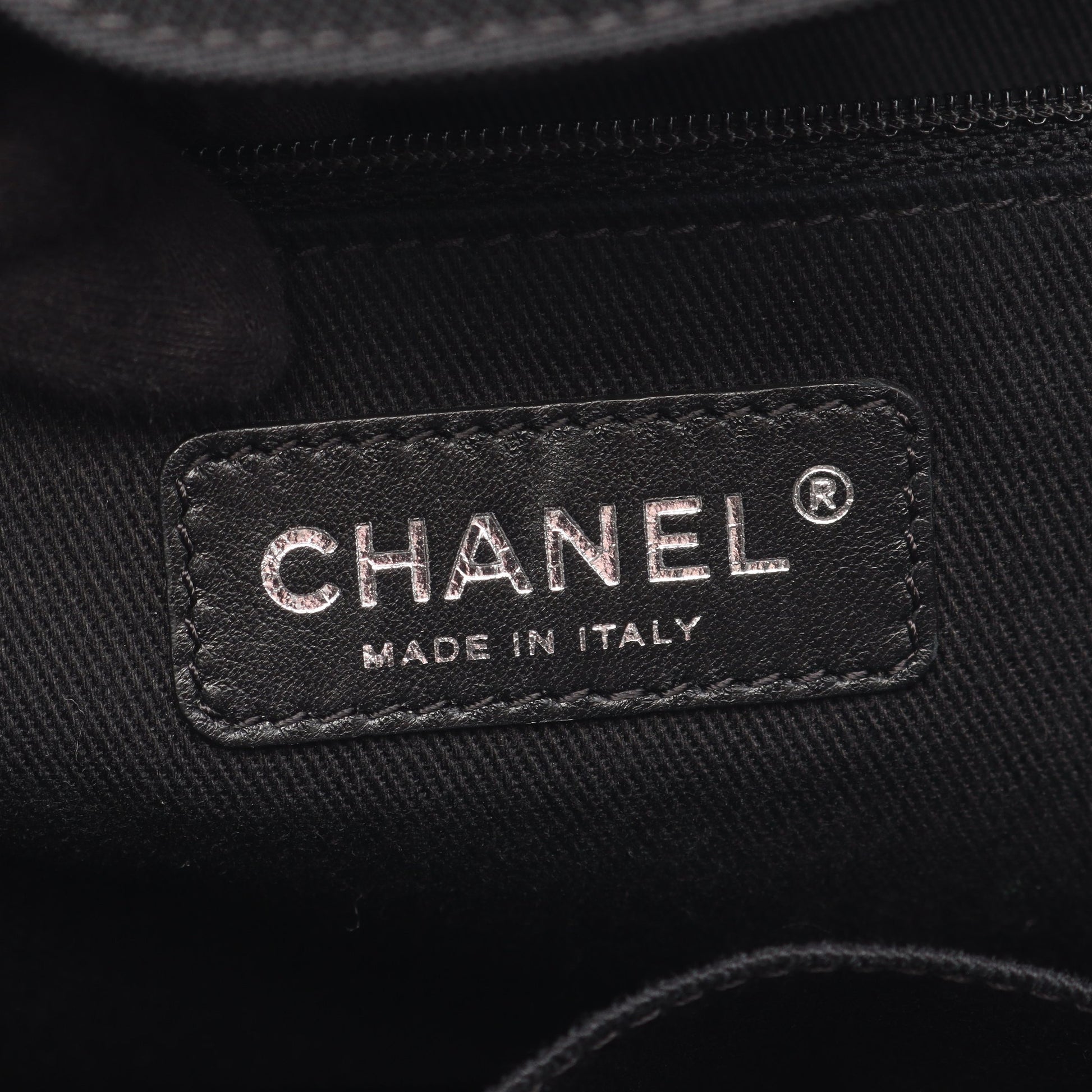 パリビアリッツ ハンドバッグ ナイロン レザー ダークブルー ブラック シルバー金具 シャネル バッグ CHANEL