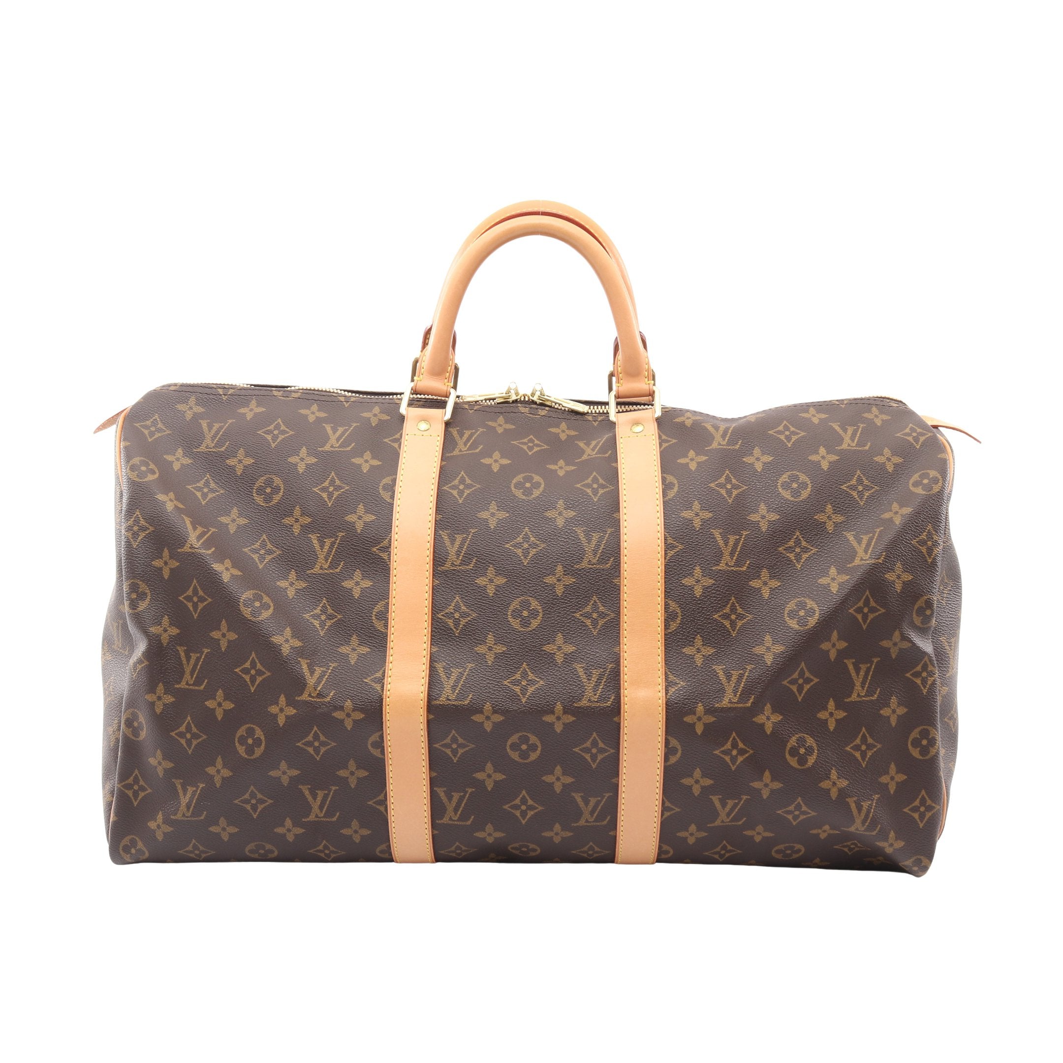 Louis Vuitton キーポル50ボストンバッグ ブラウン キーポル50 モノグラム ボストンバッグ PVC レザー ブラウン ルイ