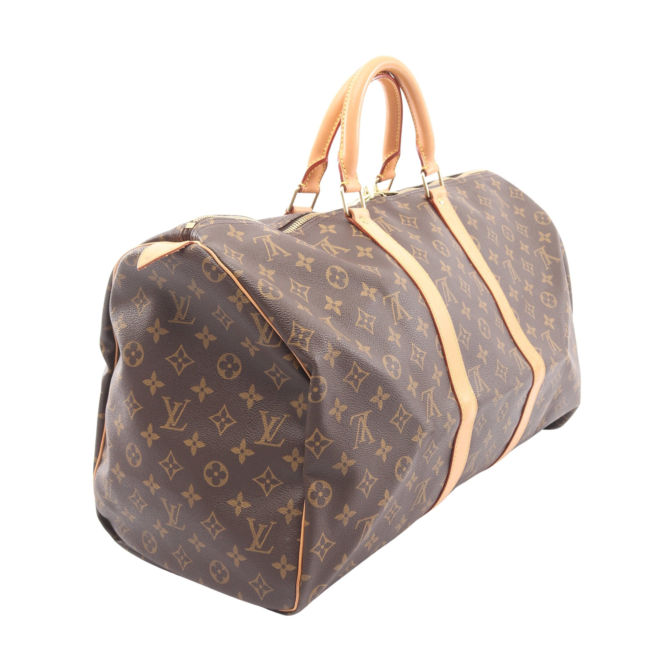 Louis Vuitton ボストンバッグ ブラウン50 キーポル50 モノグラム ボストンバッグ PVC レザー ブラウン ルイ