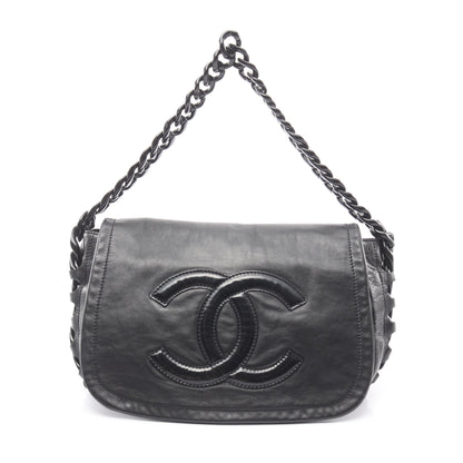 ココマーク プラチェーン ショルダーバッグ ラムスキン ブラック シルバー金具 シャネル バッグ CHANEL