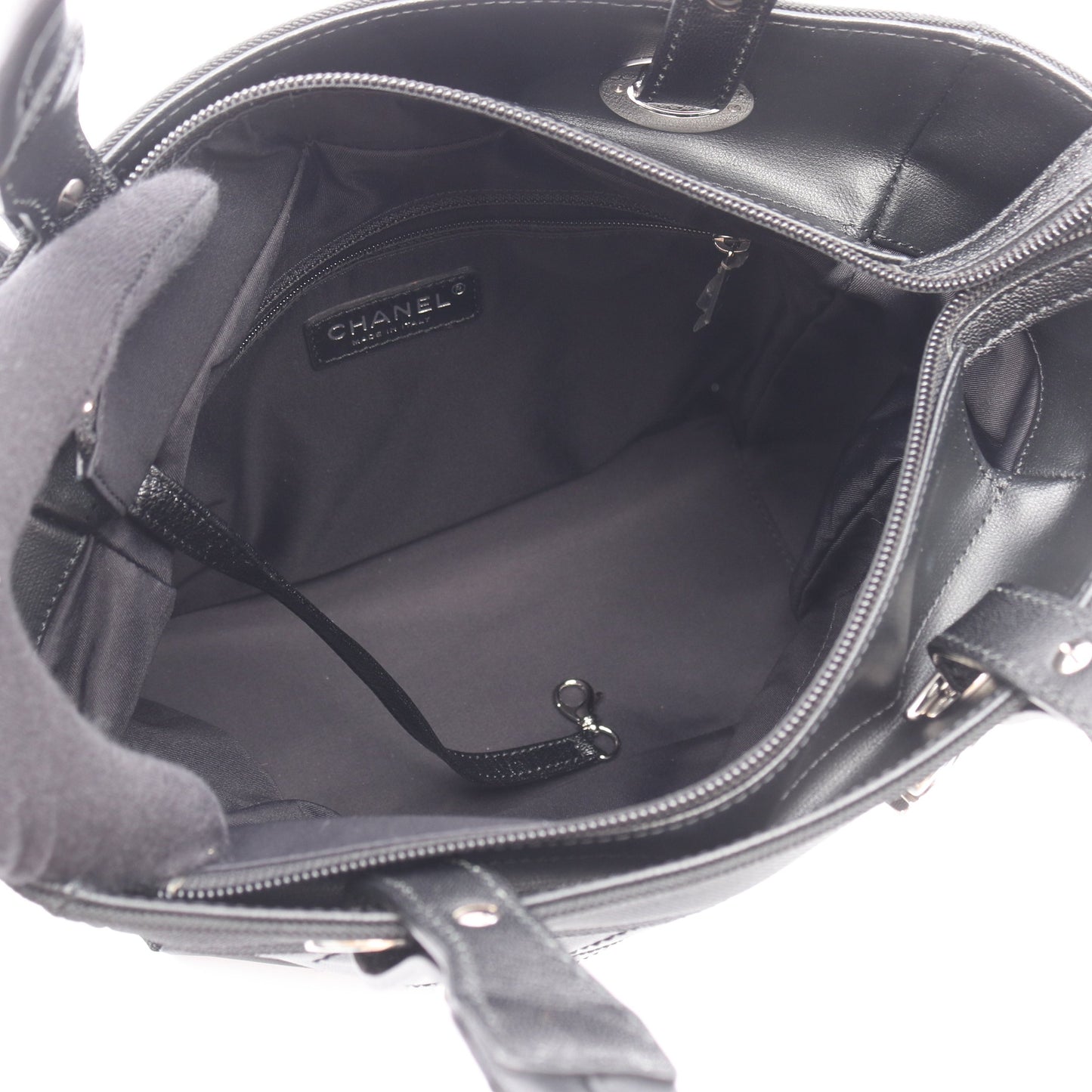 パリビアリッツPM ハンドバッグ トートバッグ コーティングキャンバス レザー ブラック シルバー金具 シャネル バッグ CHANEL