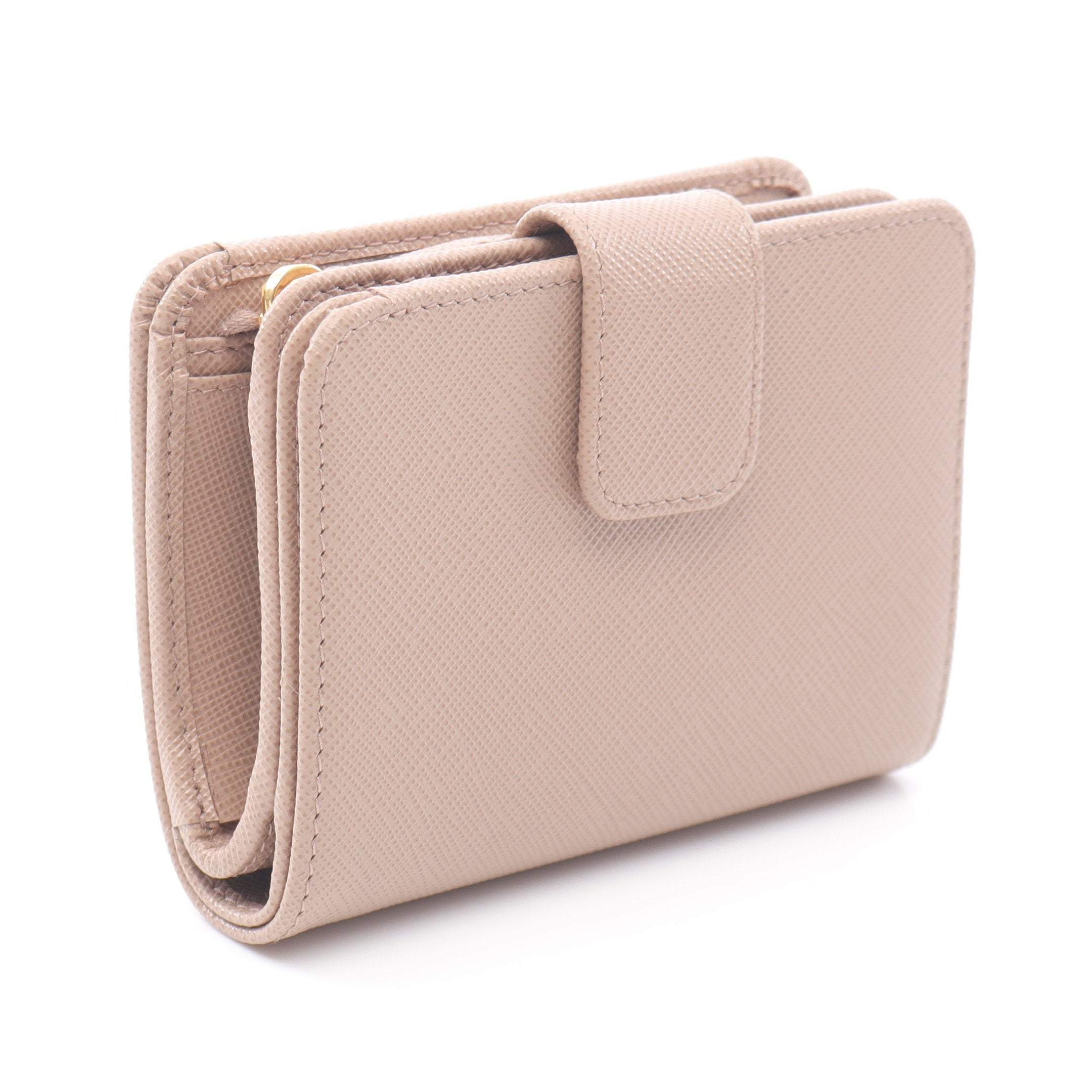SAFFIANO TRIANG 二つ折り財布 サフィアーノレザー ピンクベージュ