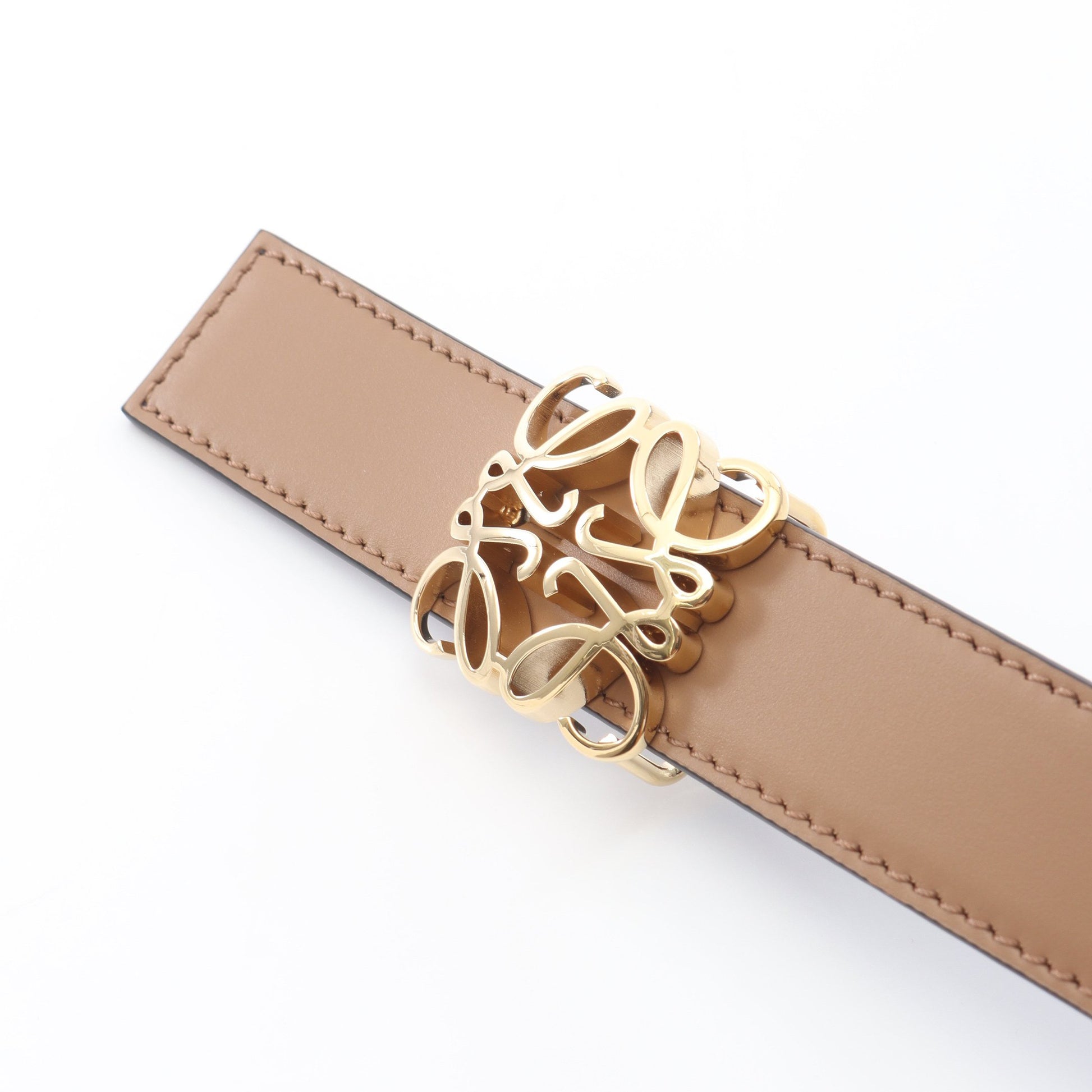 リバーシブル アナグラム ボンベ ベルト ゴールド金具 ベルト レザー ブラウン グレー ロエベ 財布・小物 LOEWE