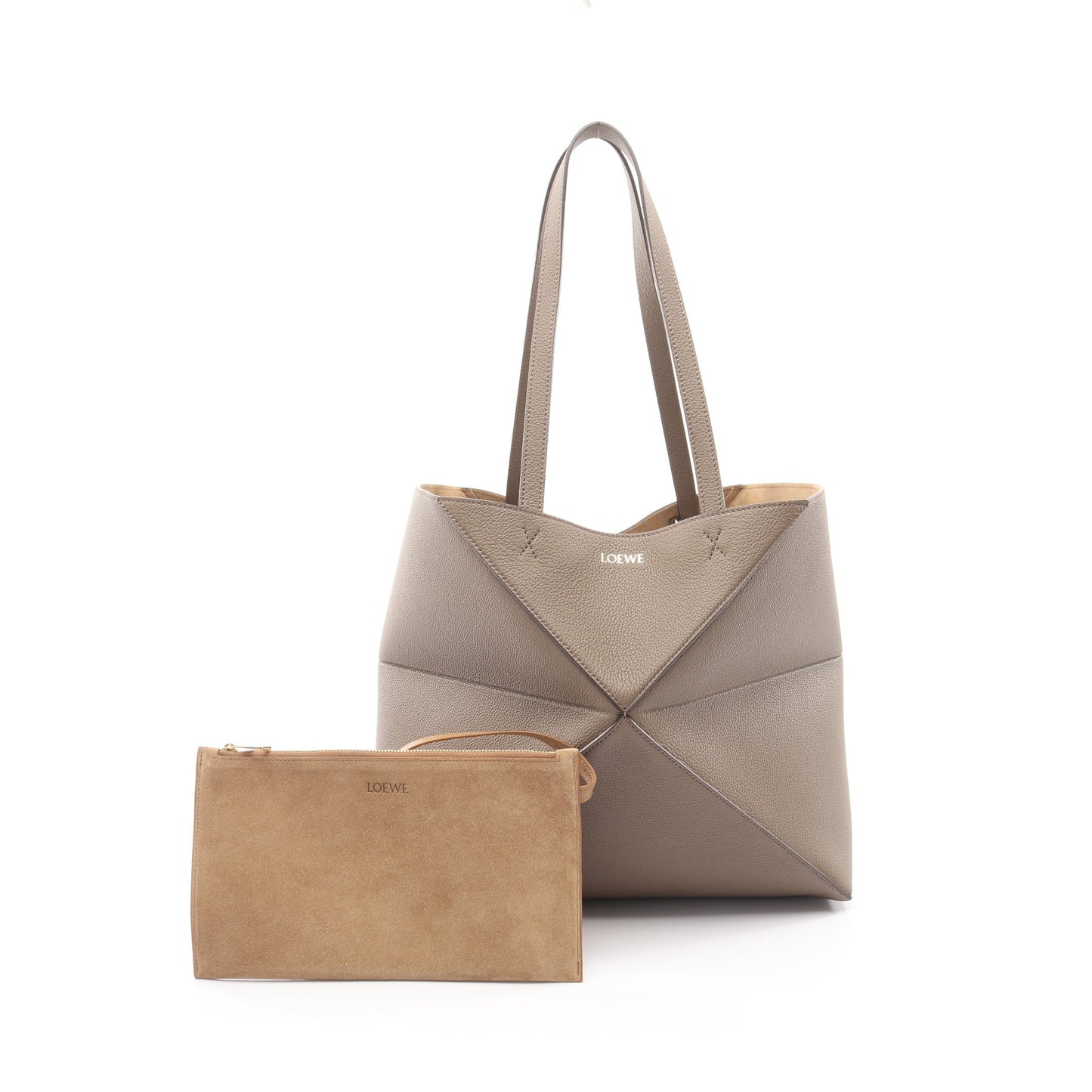 パズルフォルド トート ホリゾンタル ミディアム ショルダーバッグ トートバッグ レザー グレーベージュ ロエベ バッグ LOEWE