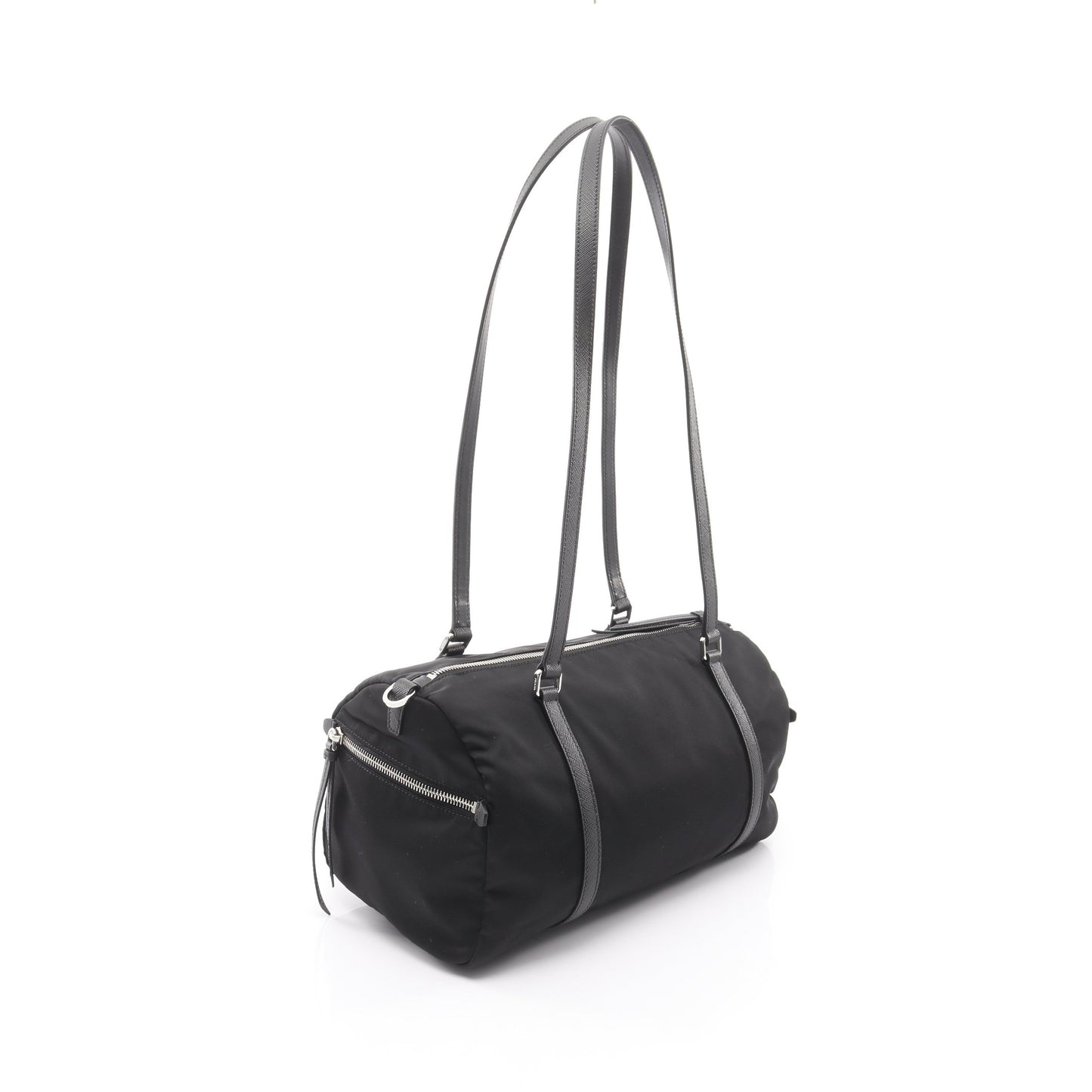 TESSUTO＋SAFFIAN ダッフルバッグ 2WAY ショルダーバッグ ナイロン サフィアーノレザー ブラック プラダ バッグ PRADA