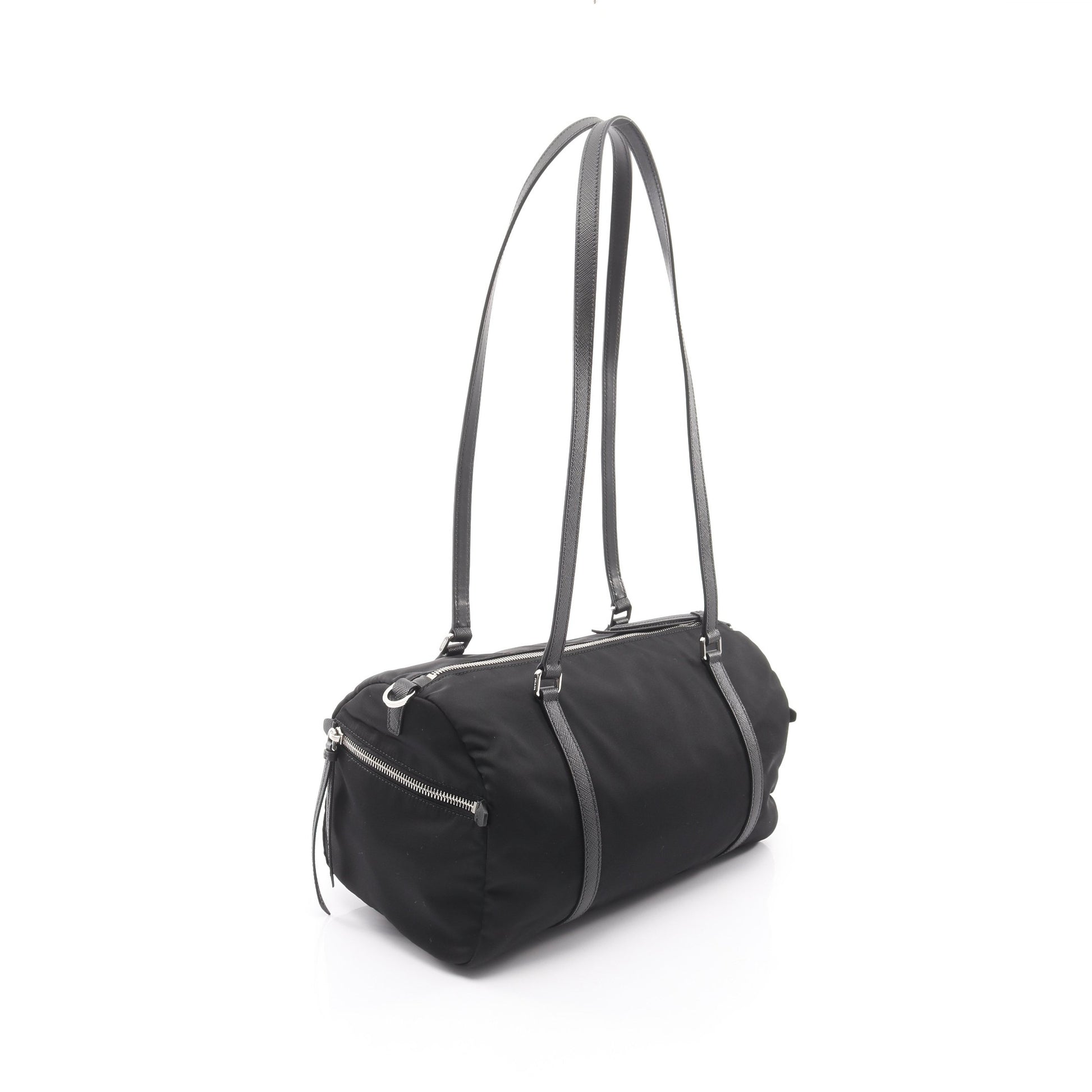 TESSUTO＋SAFFIAN ダッフルバッグ 2WAY ショルダーバッグ ナイロン サフィアーノレザー ブラック プラダ バッグ PRADA