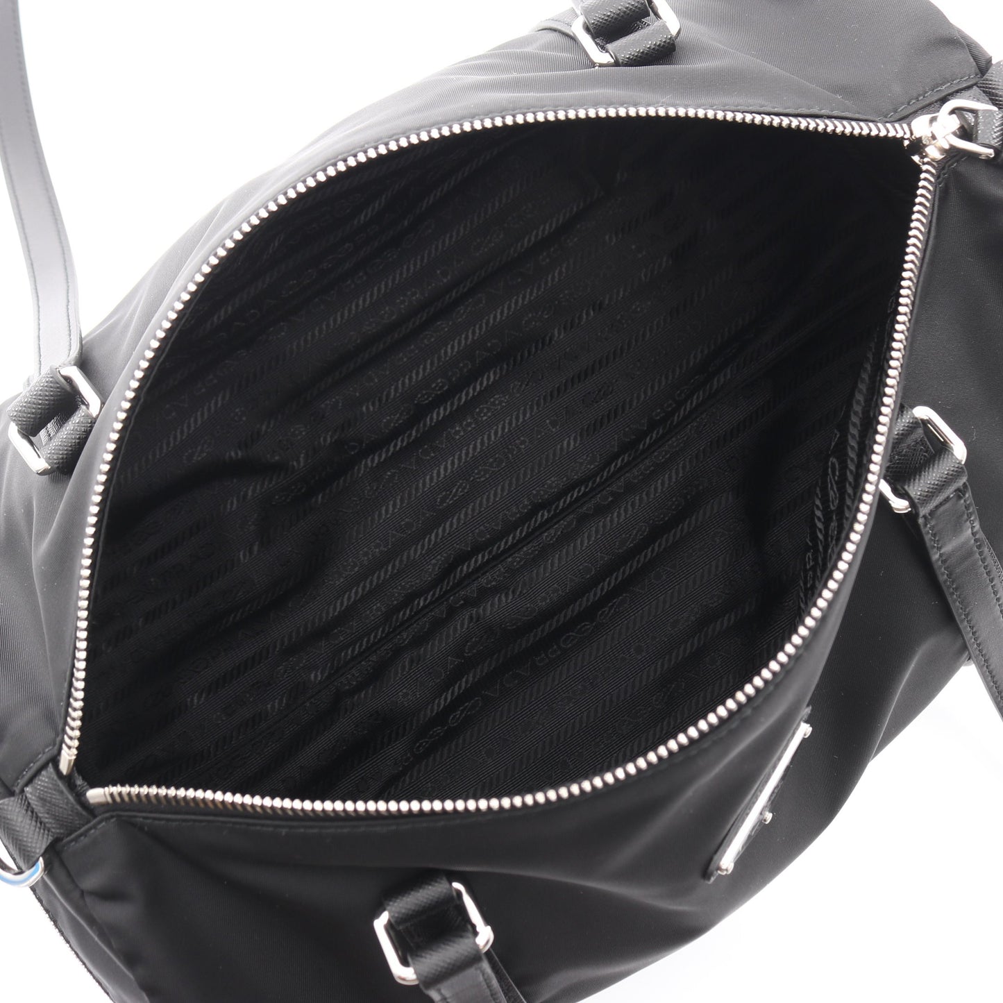 TESSUTO＋SAFFIAN ダッフルバッグ 2WAY ショルダーバッグ ナイロン サフィアーノレザー ブラック プラダ バッグ PRADA