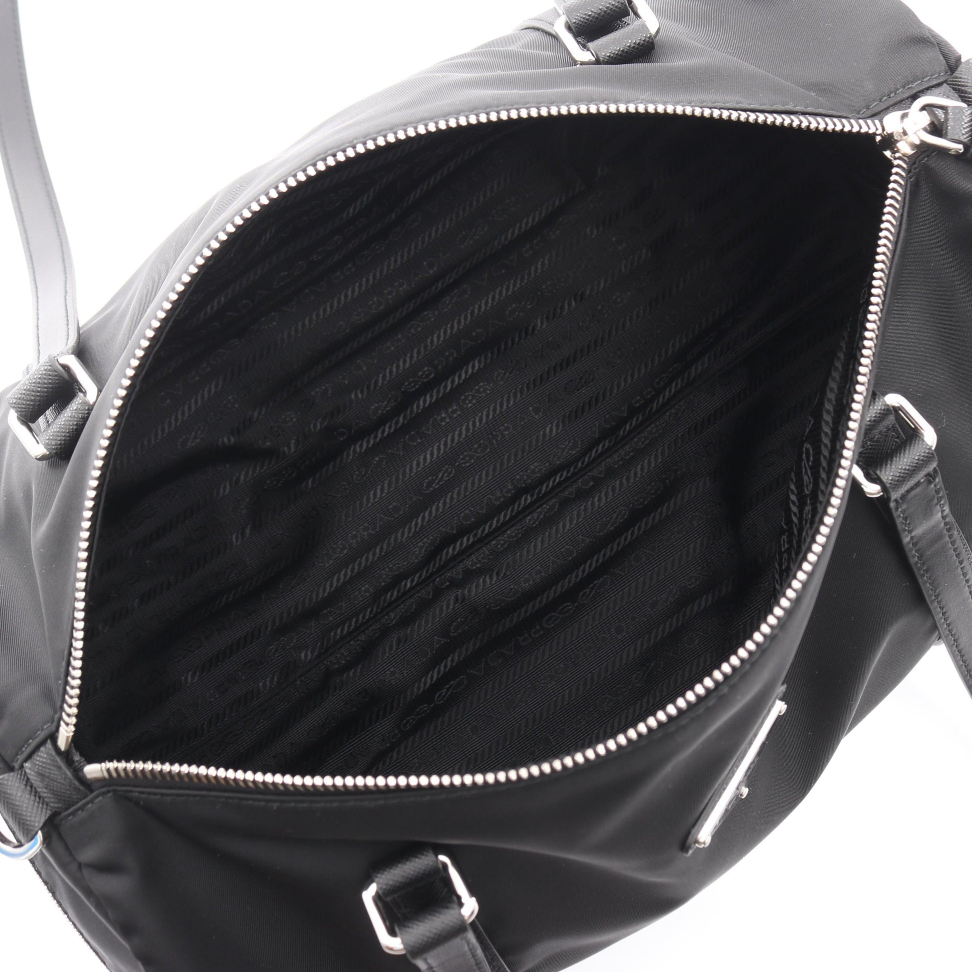 TESSUTO＋SAFFIAN ダッフルバッグ 2WAY ショルダーバッグ ナイロン サフィアーノレザー ブラック プラダ バッグ PRADA