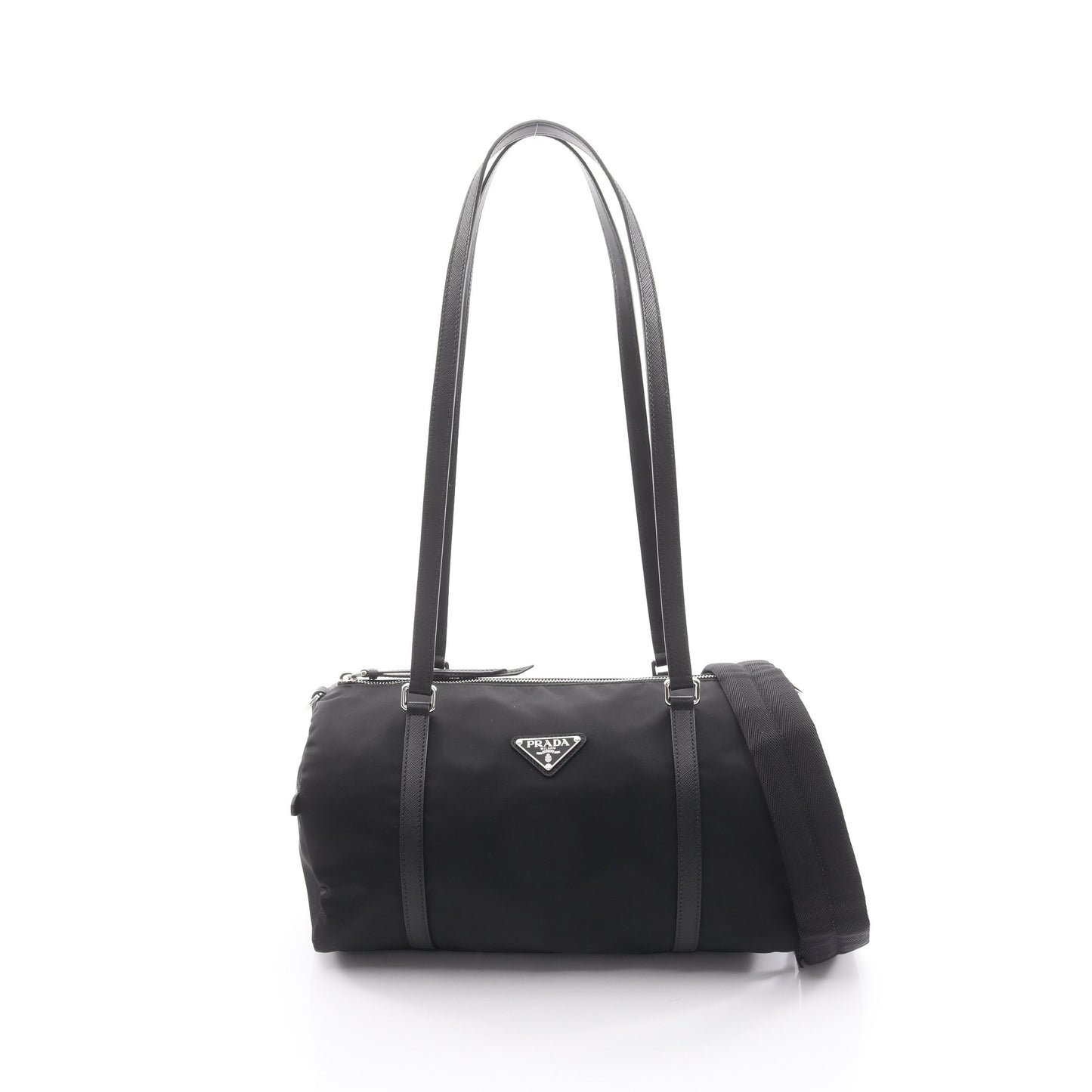 TESSUTO＋SAFFIAN ダッフルバッグ 2WAY ショルダーバッグ ナイロン サフィアーノレザー ブラック プラダ バッグ PRADA