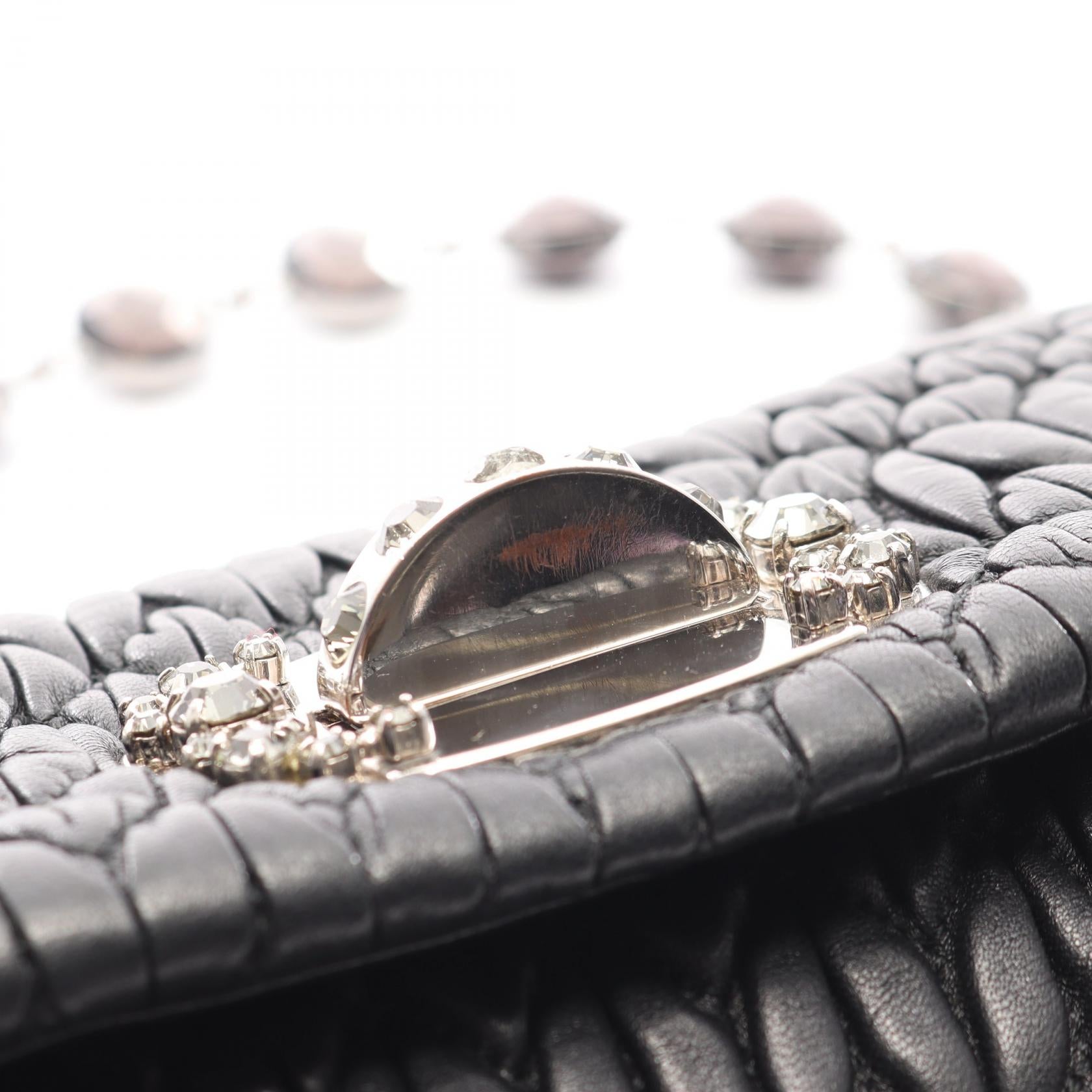 NAPPA CRYSTAL マテラッセ チェーンショルダーバッグ レザー ブラック ミュウミュウ バッグ miu miu