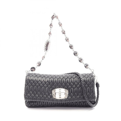 NAPPA CRYSTAL マテラッセ チェーンショルダーバッグ レザー ブラック ミュウミュウ バッグ miu miu