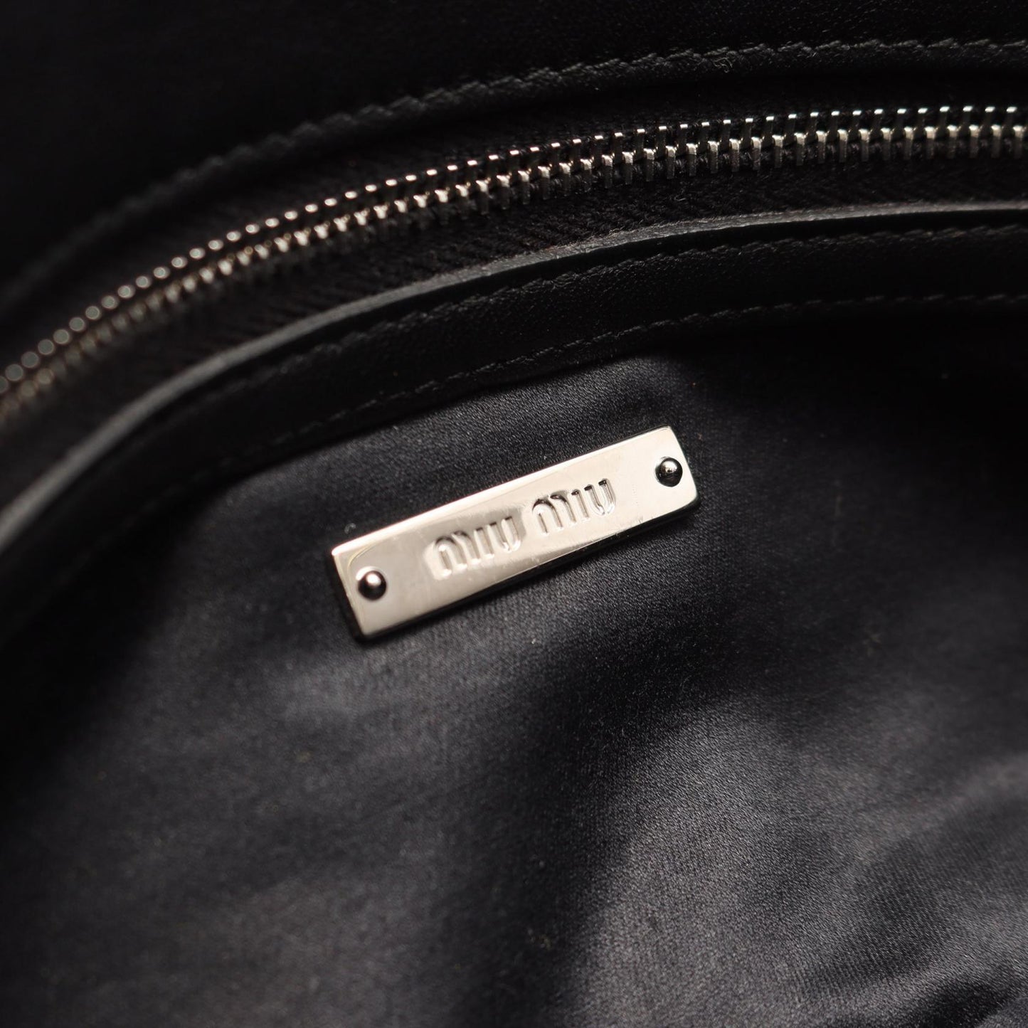 NAPPA CRYSTAL マテラッセ チェーンショルダーバッグ レザー ブラック ミュウミュウ バッグ miu miu