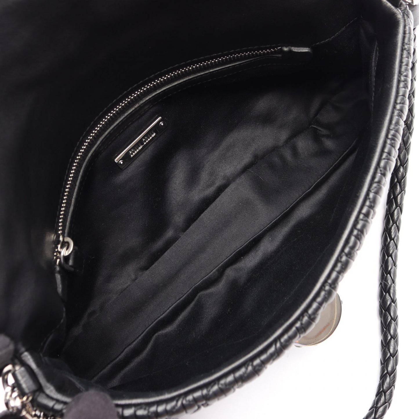 NAPPA CRYSTAL マテラッセ チェーンショルダーバッグ レザー ブラック ミュウミュウ バッグ miu miu