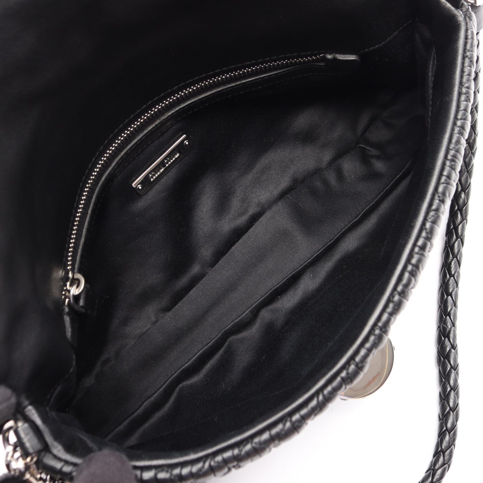 NAPPA CRYSTAL マテラッセ チェーンショルダーバッグ レザー ブラック ミュウミュウ バッグ miu miu