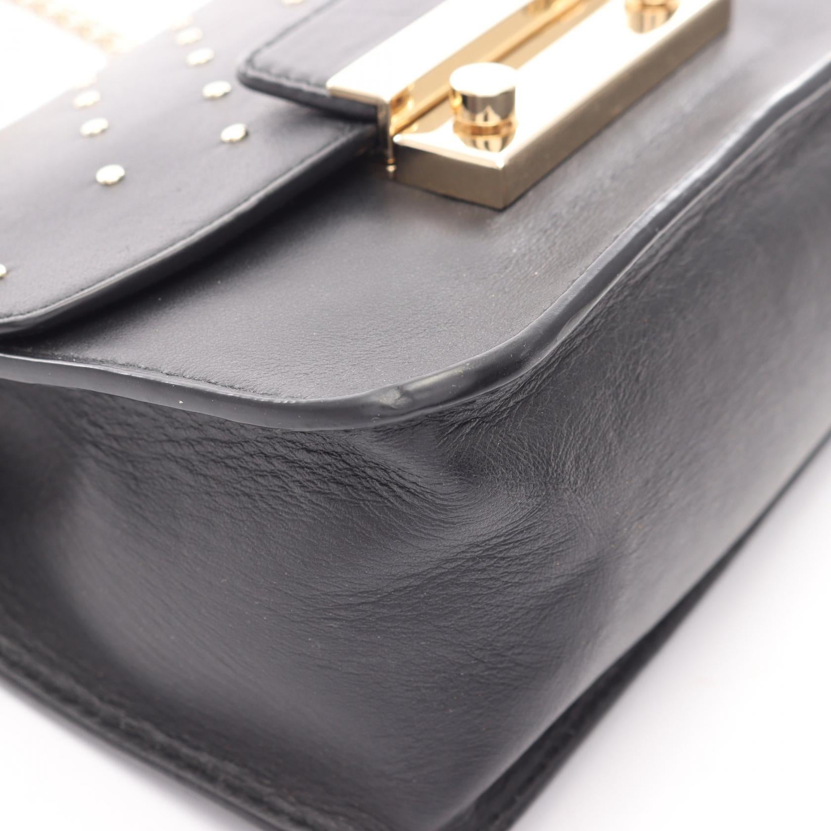 メトロポリス ミニ スタッズ チェーンショルダーバッグ レザー ブラック フルラ バッグ FURLA