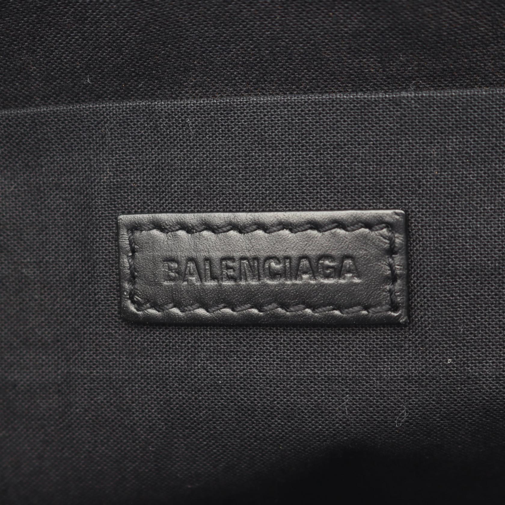 ネイビークリップ M クラッチバッグ キャンバス レザー アイボリー ブラック バレンシアガ バッグ BALENCIAGA