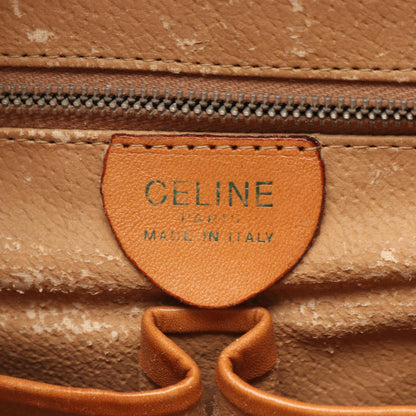 マカダム ラウンドチャーム ハンドバッグ PVC レザー ダークブラウン ベージュ セリーヌ バッグ CELINE