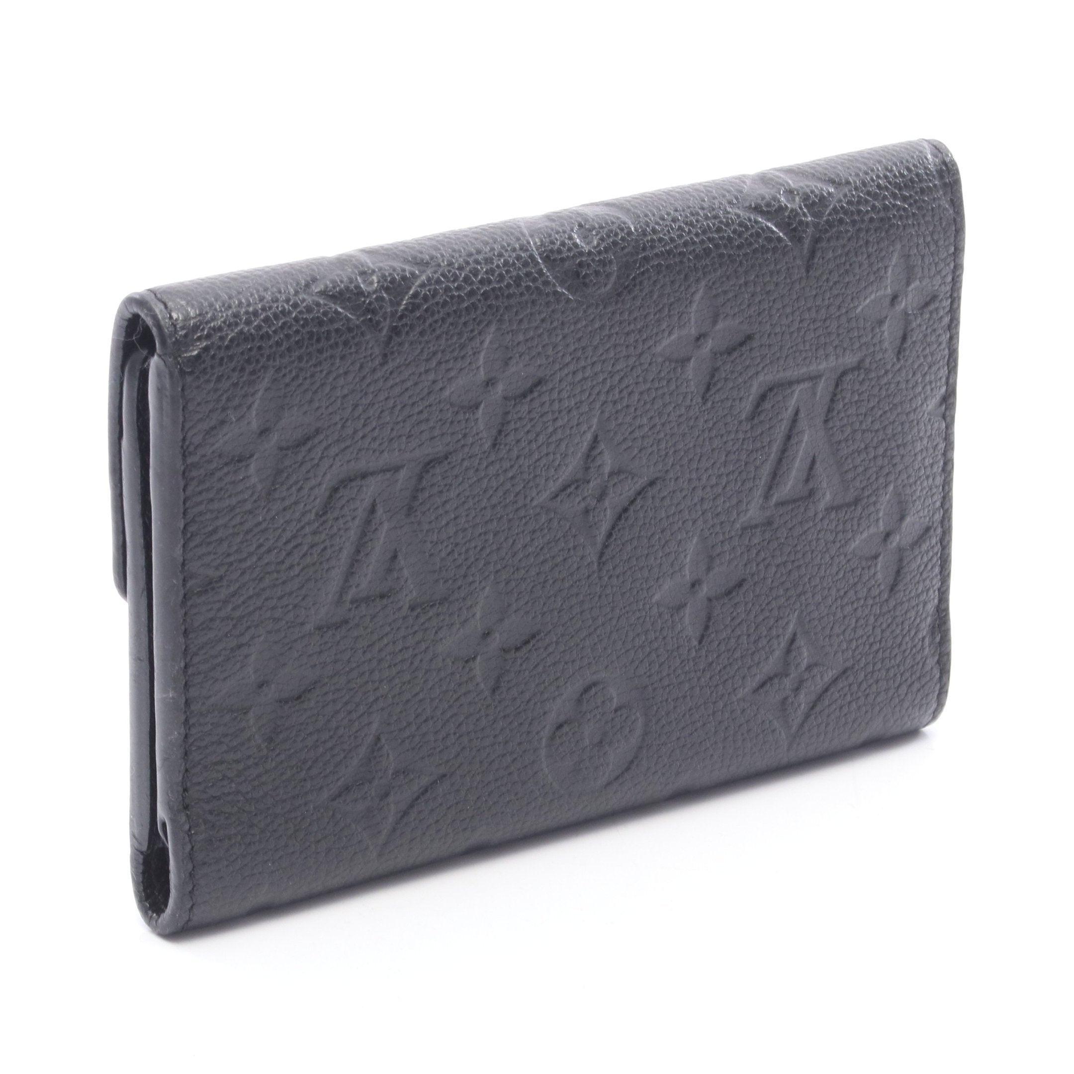 Louis Vuitton アンプラント キュリユーズ　黒　レザー三つ折り財布 ポルトフォイユキュリユーズ コンパクト モノグラムアンプラント
