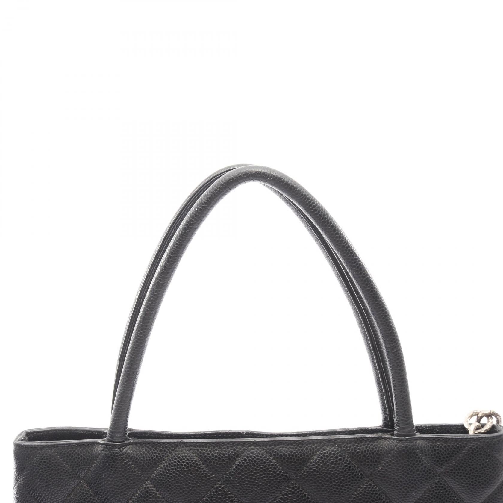 復刻トート ハンドバッグ トートバッグ キャビアスキン ブラック シルバー金具 シャネル バッグ CHANEL